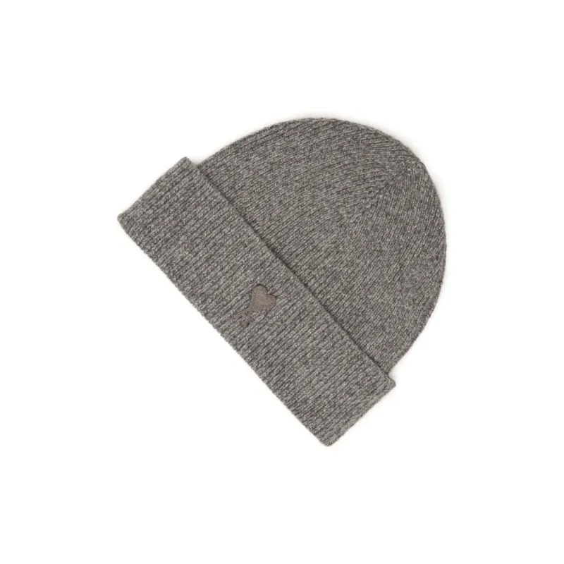 AMIPARIS Paris Logo Embroidered Ribbed Knit Beanie-1