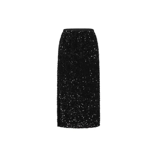 JZ. ANNAKRO Casual Long Skirts Women's Plain Black