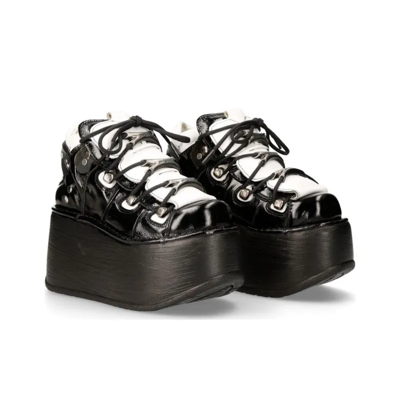 NEW ROCK Low-Top Casual Shoes Women's Black White-4
