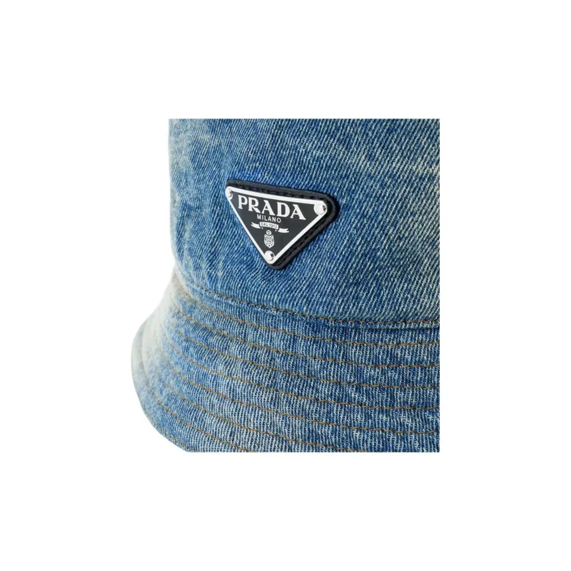 PRADA Logo-embroidered Denim Bucket Hat-3
