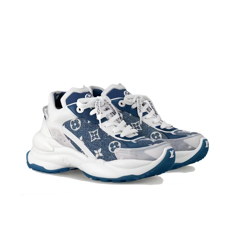 LOUIS VUITTON Run 55 Sneakers 'Denim Monogram With Grey White' Women's-3