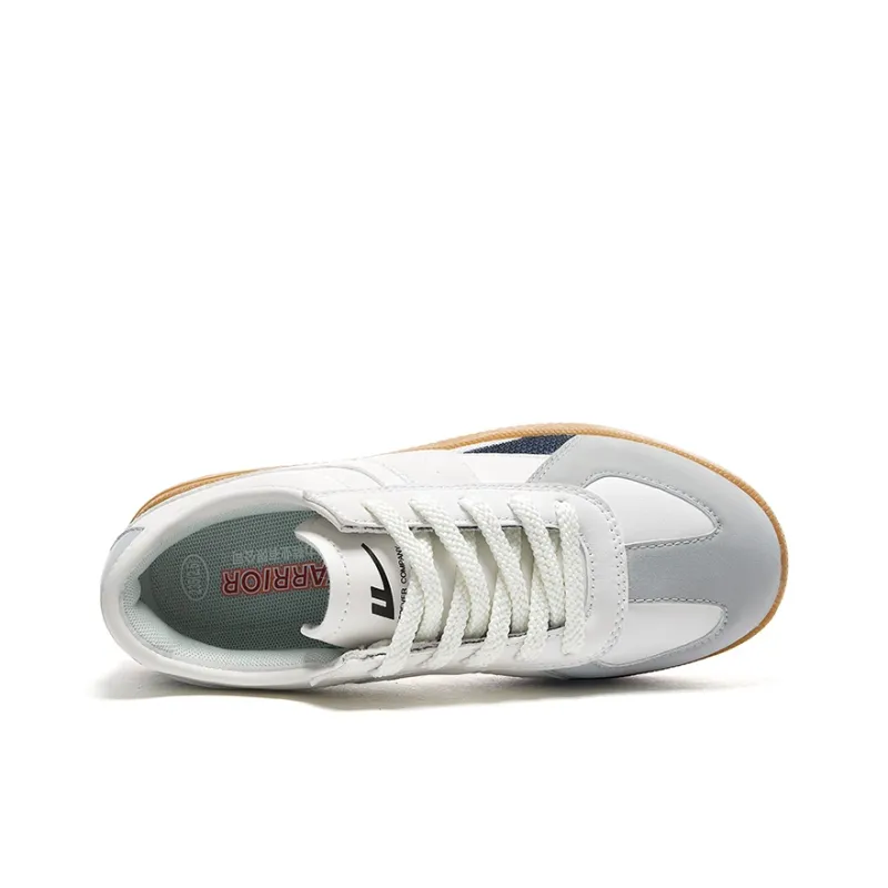 Warrior Lightweight Wear Resistant And Slip Resistant Low Top Skateboard Shoes Women's Ecru Gray Blue-3