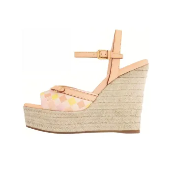 LOUIS VUITTON Damierlicious Strap Sandals 8cm Women's Orange