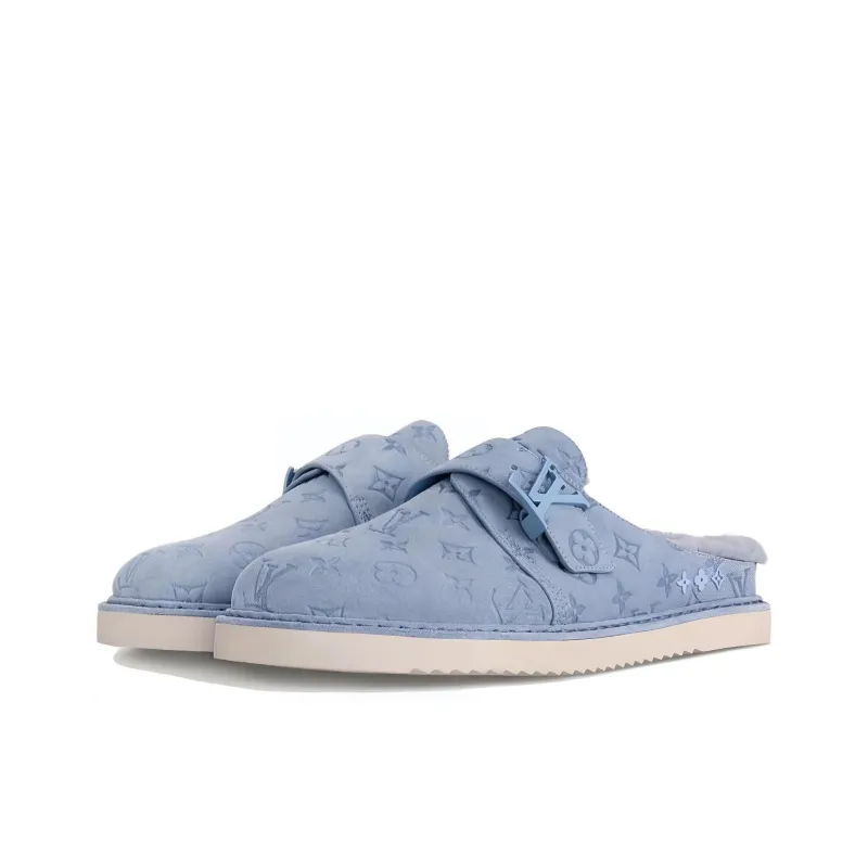 LOUIS VUITTON Easy Rubber Sole Odor Resistant Closed Toe Slippers Men's Blue-2