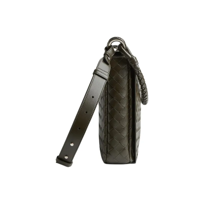 Bottega Veneta Calfskin Messenger Bag, Shoulder Bag, Crossbody Bag Men's Dark Brown-1
