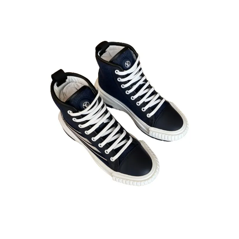 LOUIS VUITTON Squad High Top Casual Shoes Women's Dark Blue-3