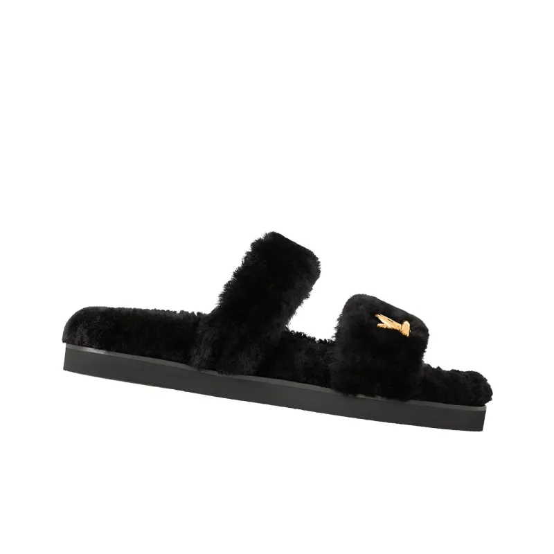 LOUIS VUITTON Sunset Rubber Sole Abrasion Resistant Slide Slippers Women's Black-1