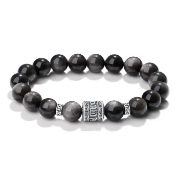 YINCHIE Obsidian 999 Fine Silver Beaded Bracelet Men's