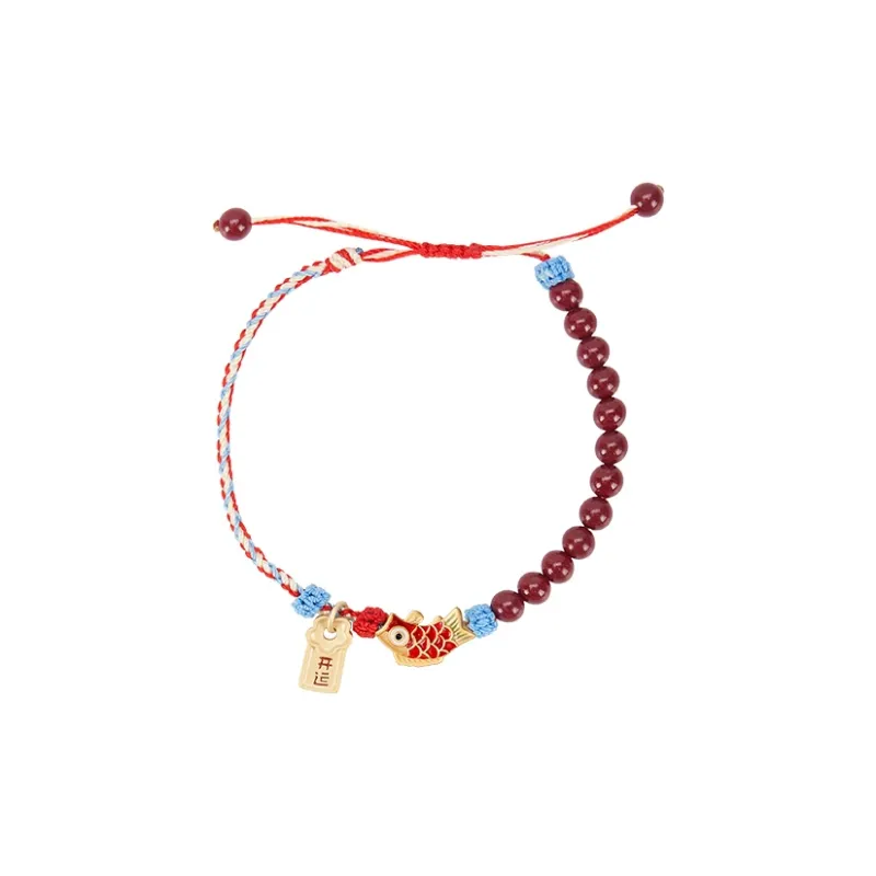 The British Museum Cinnabar Jade Bracelet With Cord Unisex-3