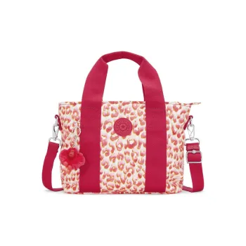 Kipling Recycled Polyester Tote Bag Shopping Bag Shoulder Bag Crossbody Bag Handbag Medium Size Women's Pink & White
