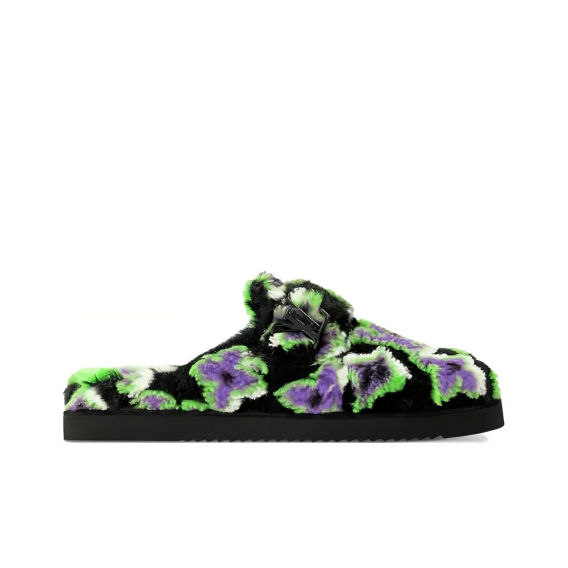 LOUIS VUITTON Easy Rubber Sole Odor Resistant Closed Toe Slippers Men's Black Green-1