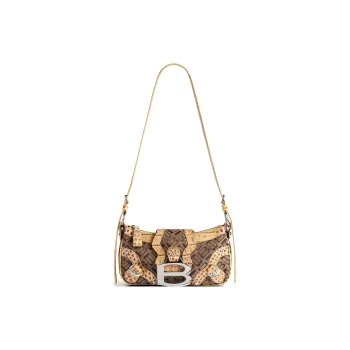 Balenciaga Esse Polyester With Cotton Crossbody Bag, Shoulder Bag Small Size Women's Ebony & Beige
