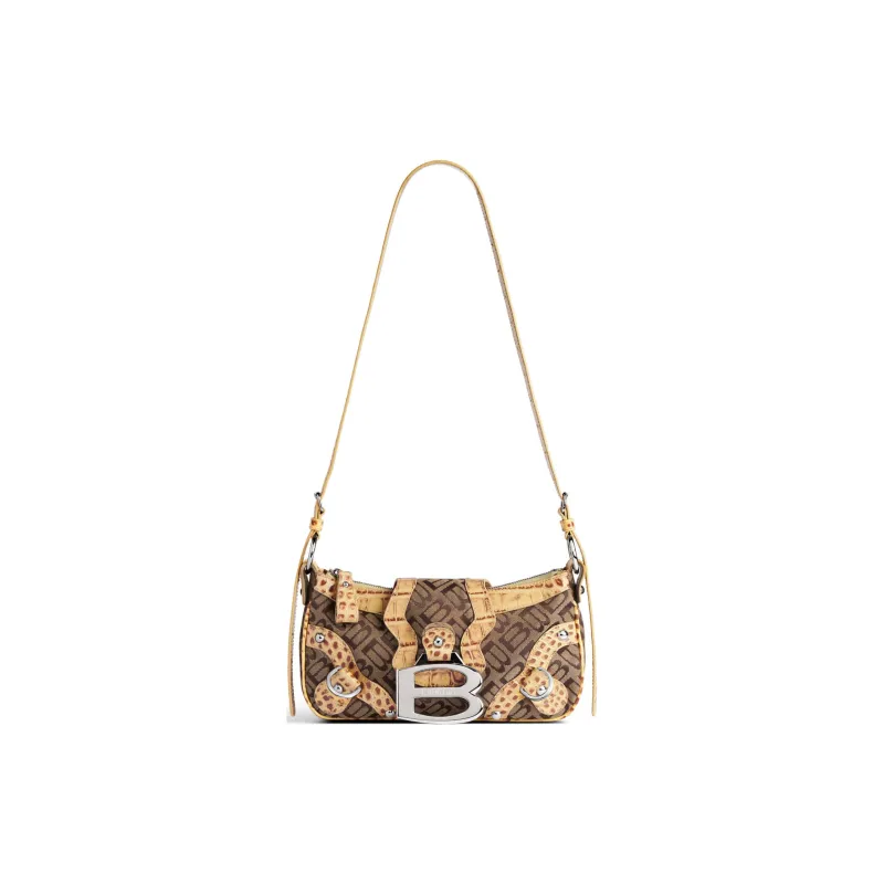 Balenciaga Esse Polyester With Cotton Crossbody Bag, Shoulder Bag Small Size Women's Ebony & Beige-0