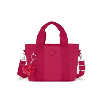 Kipling Recycled Polyamide Tote Bag, Shopping Bag, Shoulder Bag, Crossbody Bag, Handbag Small Size Women's Rose Red