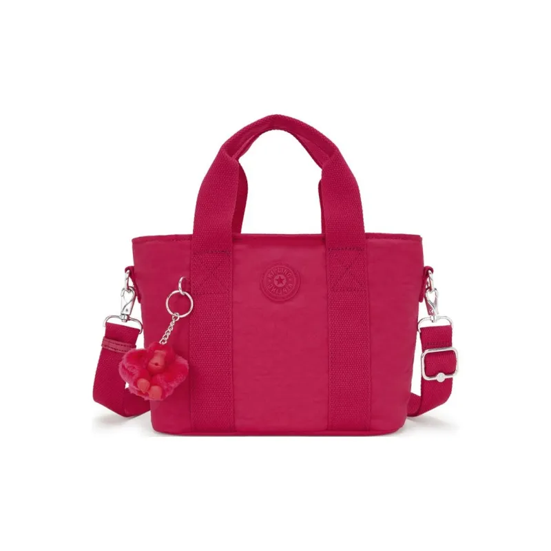 Kipling Recycled Polyamide Tote Bag, Shopping Bag, Shoulder Bag, Crossbody Bag, Handbag Small Size Women's Rose Red-0