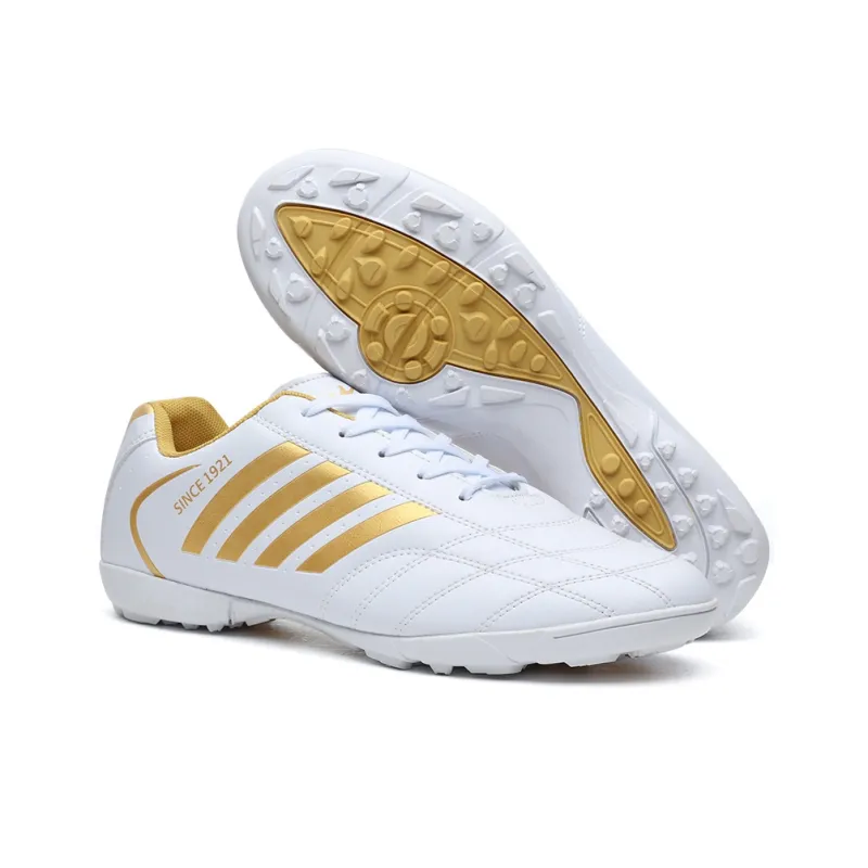 Binary TF Turf Shock Absorbers Slip Resistant, Abrasion Resistant, Lightweight Soccer Shoes Unisex White Gold-5
