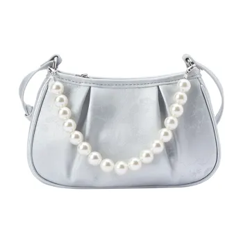 SEM/R PU One Shoulder Handbags Small Size Women's Milk White/Smoke Grey Silver