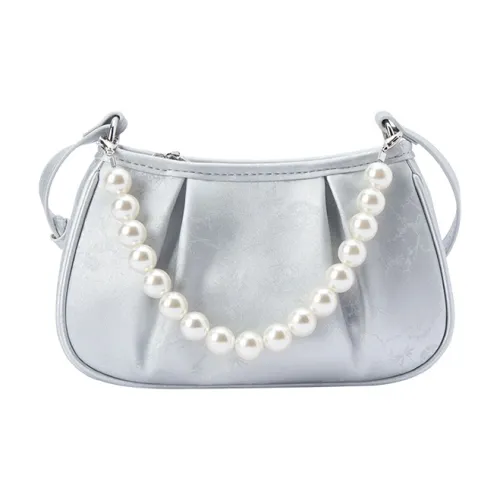 SEM/R PU One Shoulder Handbags Small Size Women's Milk White/Smoke Grey Silver