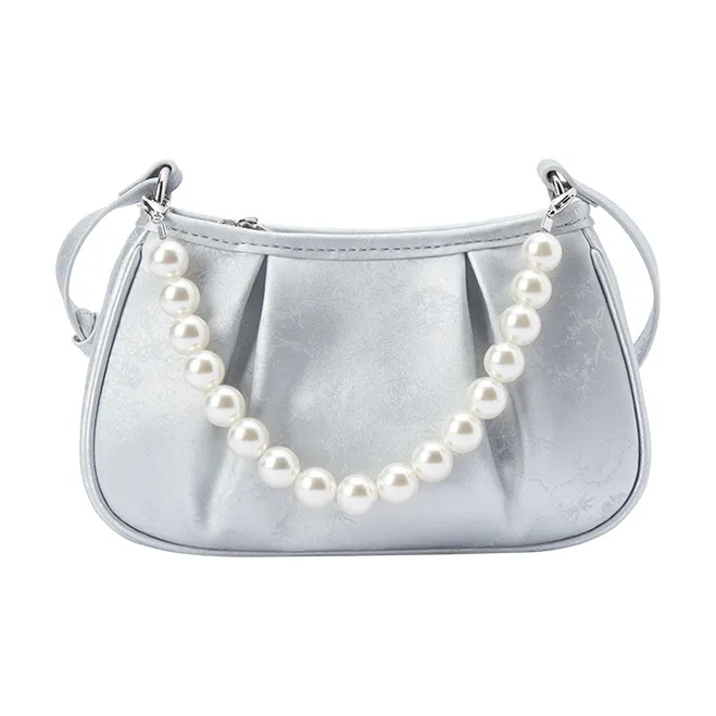 SEM/R PU One Shoulder Handbags Small Size Women's Milk White/Smoke Grey Silver-4