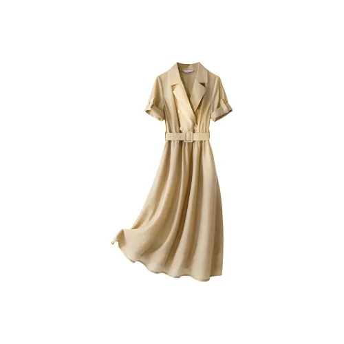 IHIMI Two Piece Skirt Sets Women's Khaki Yellow