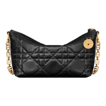 DIOR Lambskin One Shoulder Handbags Women's Black