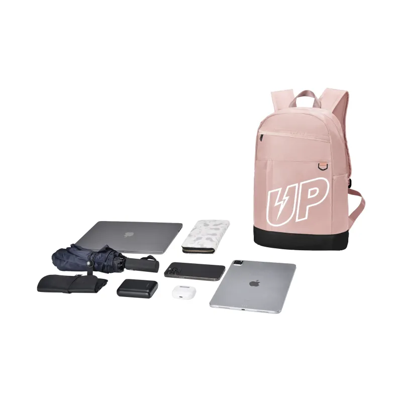 TURN UP Polyester Students Backpack Regular Unisex Black Pink-4