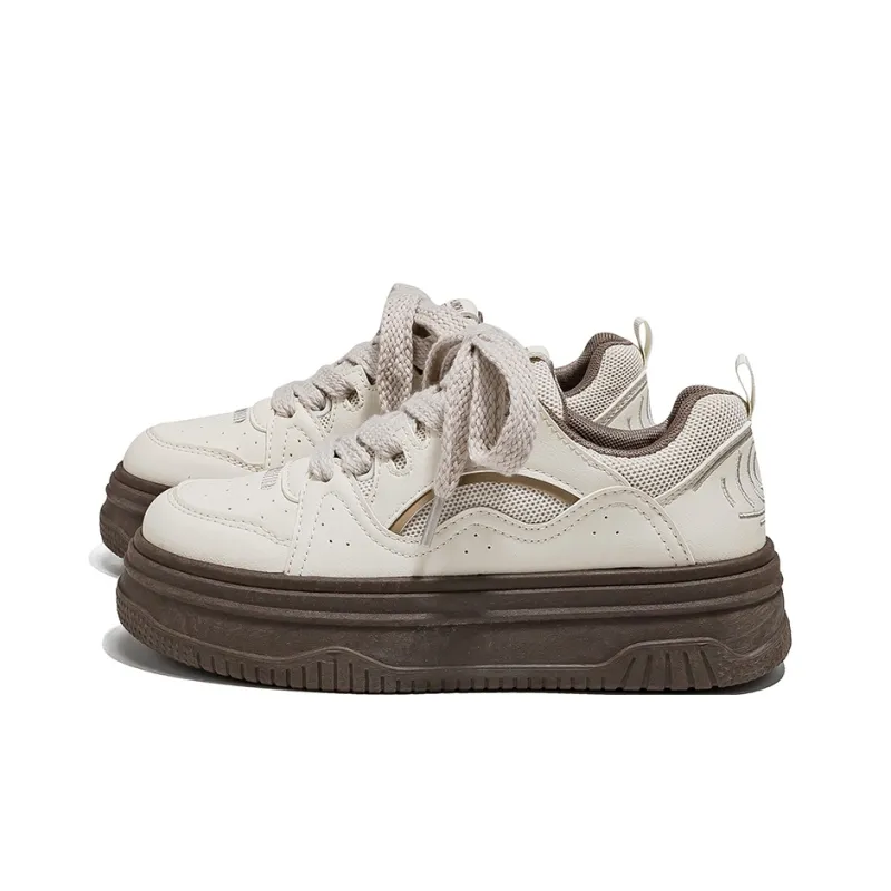 HUANQIU Abrasion Resistant Low Top Skateboard Shoes Women's Light Coffee-1