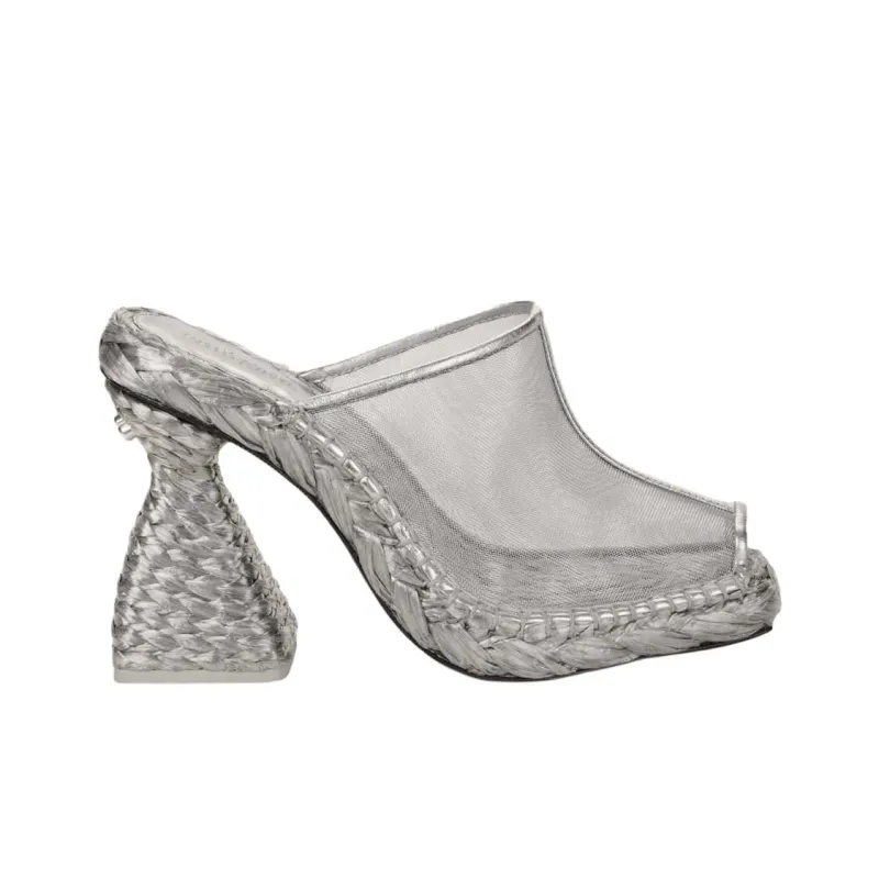 CULT GAIA Slide Slippers 10cm Women's Silver-1