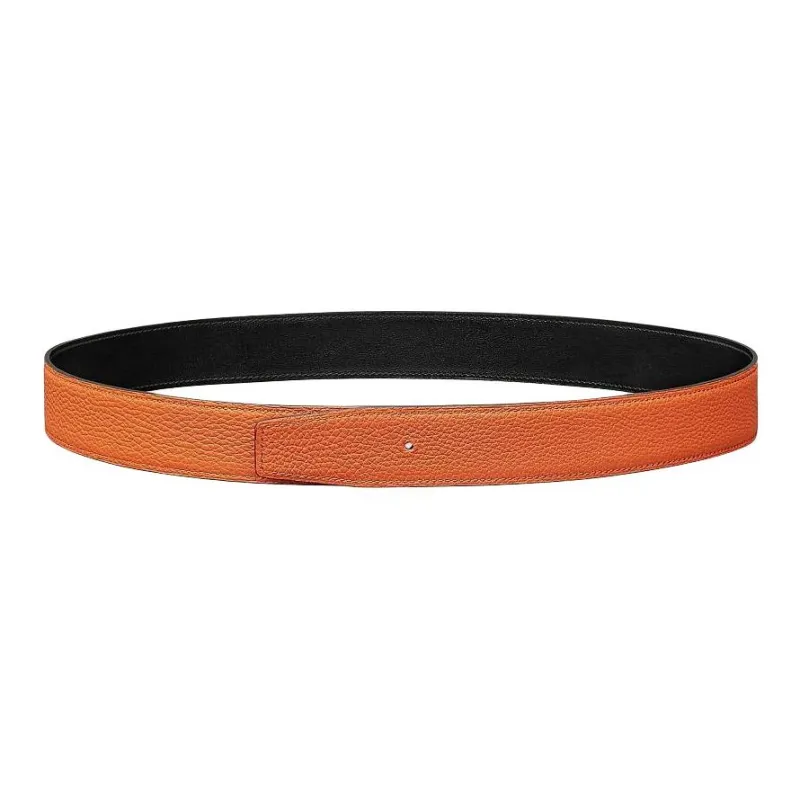 HERMES Solid Color Design Genuine Leather Belts Men's Brown-0