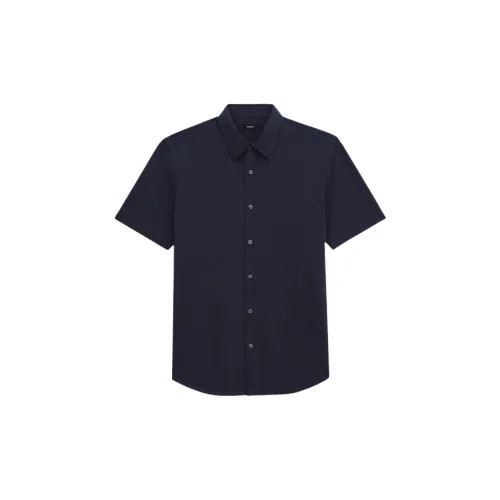 THEORY Shirts Men Navy Blue