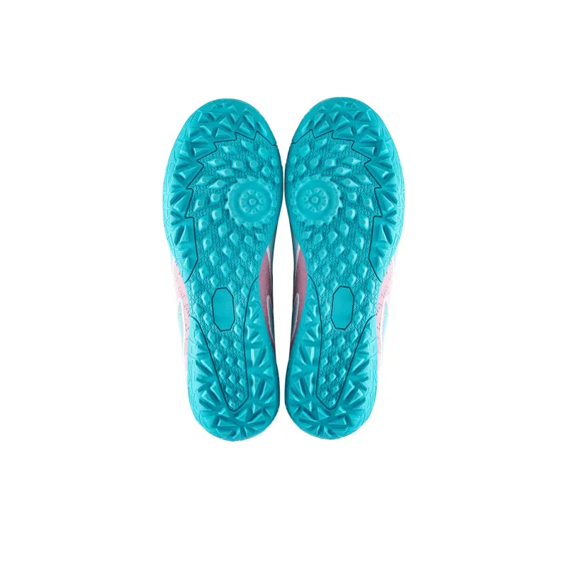 TriVict Win A Hundred Battles And Win A Hundred Victories. Soccer Shoes Unisex Mid Top White/Pink/Aqua/Blue-11