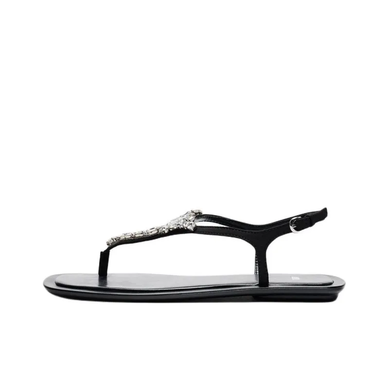 ZARA One Strap Sandals Women's Black-0