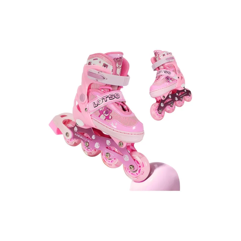 Disney Strawberry Bear Series Roller Skate Set, Inline Skate Plastic, Aluminum Alloy Kids' Pink-5