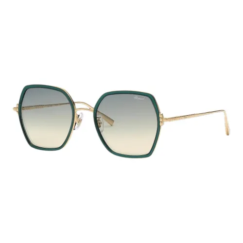 CHOPARD Titanium Plate Frame With Bio Acetate Fiber Irregular Shape Sunglasses Women's Gold Green