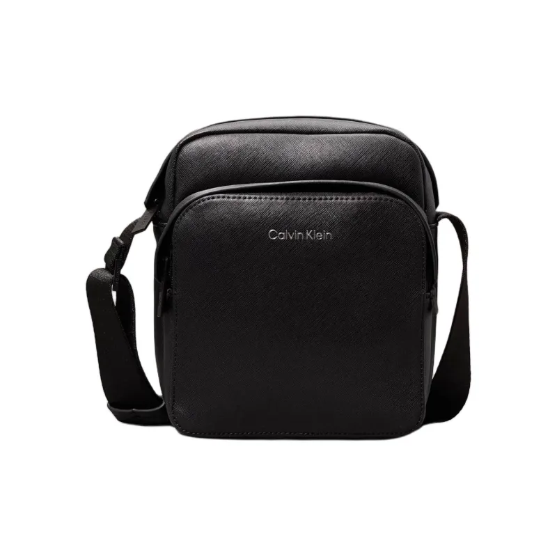CALVIN KLEIN Recycled Artificial Leather Crossbody Bag, Shoulder Bag Men's Black-0