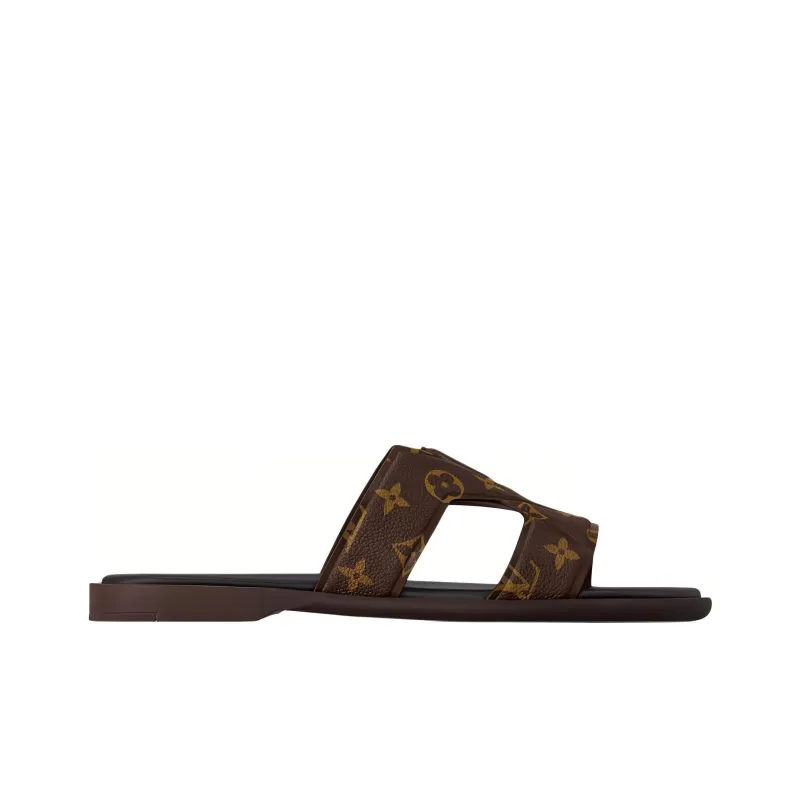 LOUIS VUITTON Oasis Rubber Sole Slip Resistant Slide Slippers Men's Dark Brown-1