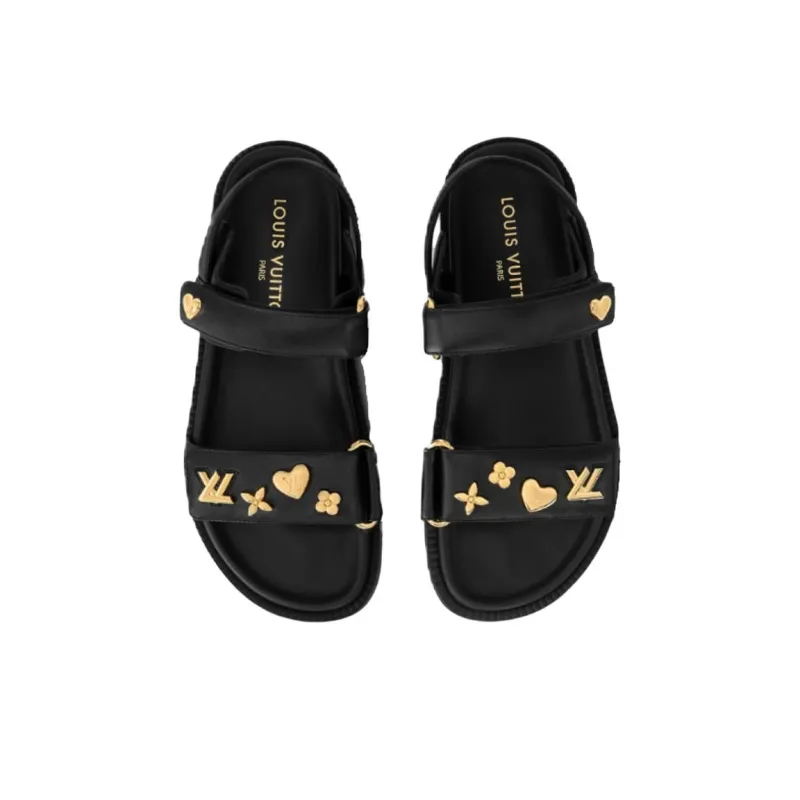 LOUIS VUITTON Sunset One Strap Sandals Women's Black-3