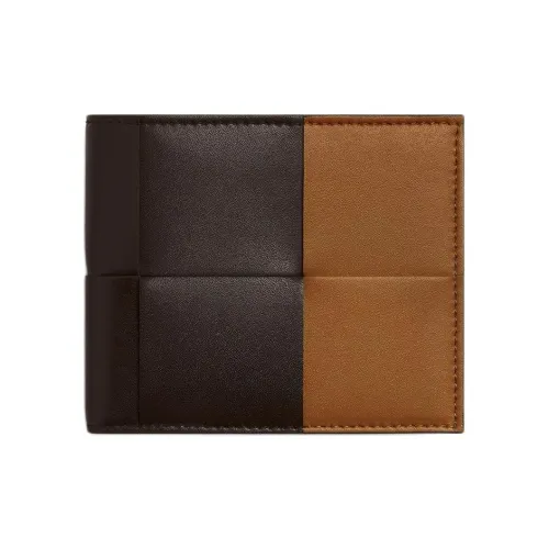 Bottega Veneta CASSETTE Calfskin Wallet Men's Dark Brown & Brown
