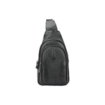DOSRFINI Top Grain Cow Leather Crossbody One Shoulder Sling Bags Regular Men's Black