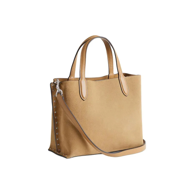 COACH Willow Suede Patchwork Calfskin Shoulder Bag Crossbody Bag Handbag Women's Peanut Butter Color-1