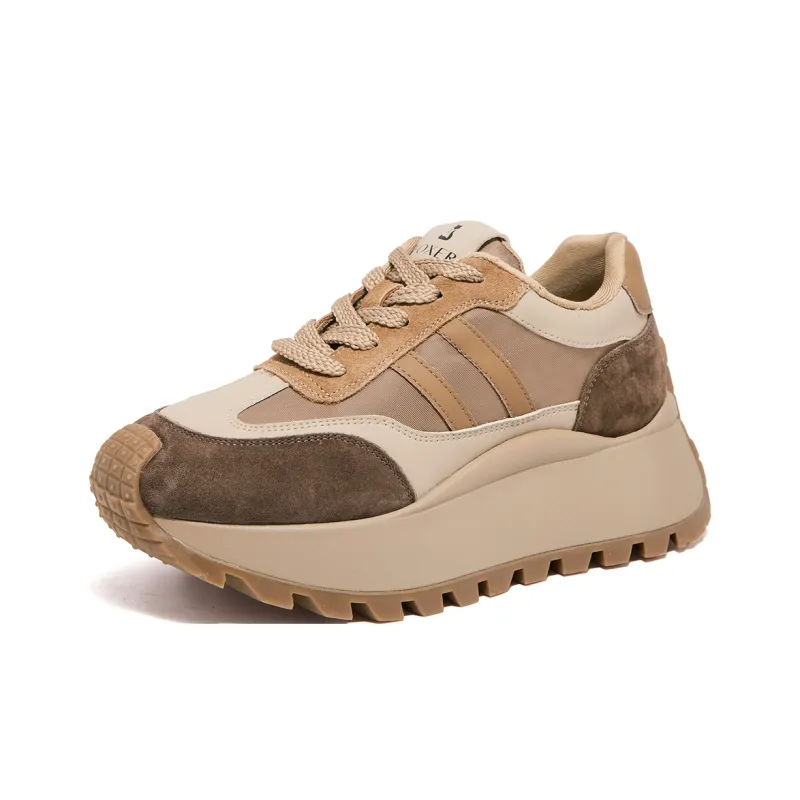 FOXER Height Increasing Abrasion Resistant Slip Resistant Low Top Casual Shoes Women's Khaki/Red-7