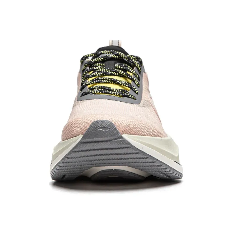 LiNing Cushioning Slip Resistant Abrasion Resistant Lightweight Rebound Low Top Running Shoes Women's Pink Gray-4