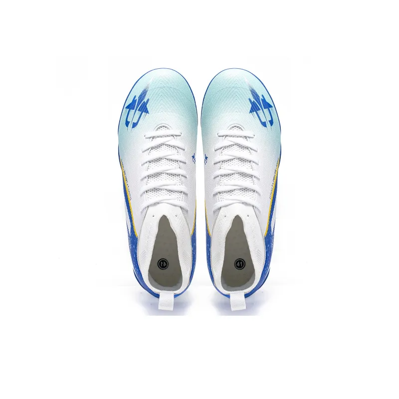 TriVict Win A Hundred Battles And Win A Hundred Victories. Soccer Shoes Unisex Mid Top White/Pink/Aqua/Blue-26