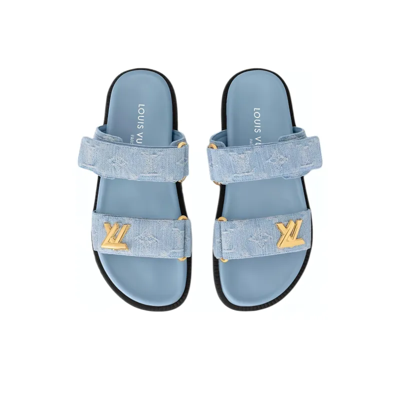 LOUIS VUITTON Sunset Slide Slippers Women's Blue-3