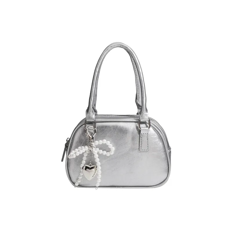 DCLOUD PU Shoulder Bag Crossbody Bag Women's Silver-1