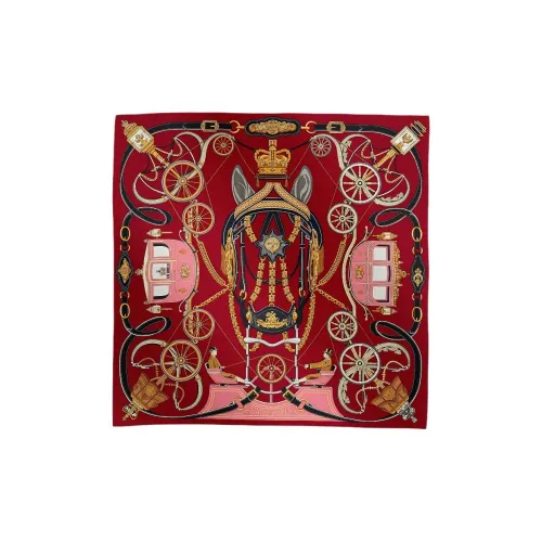 HERMES Silk Scarves Women's Red