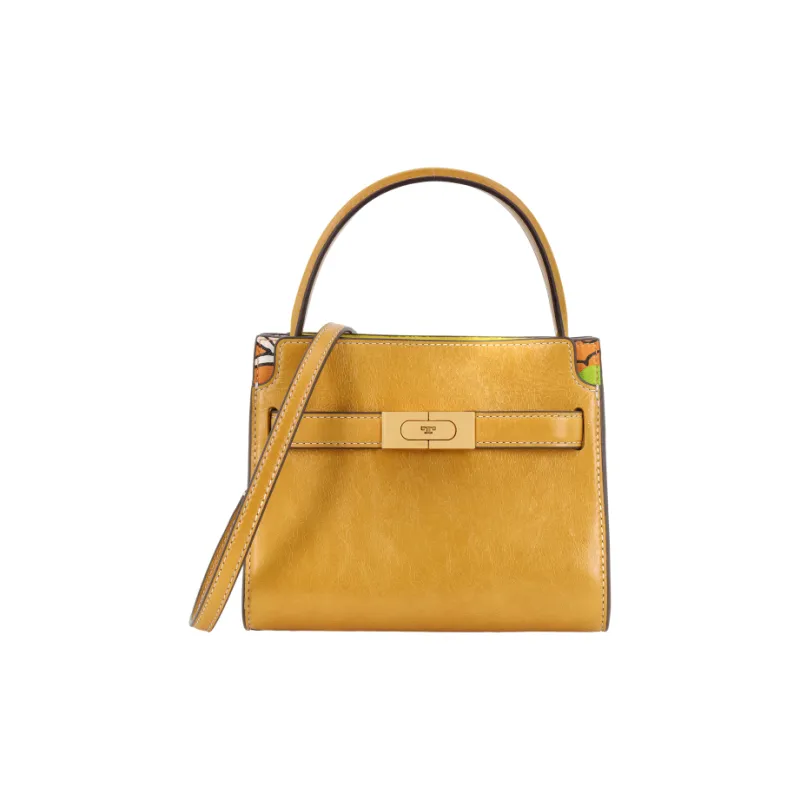 TORY BURCH Lee Radziwill Leather Shoulder Bag, Crossbody Bag Trumpets Women's Yellow-1