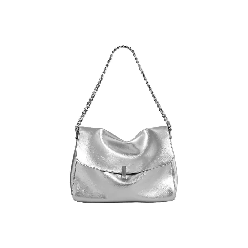 Miao Di Cow Leather Portable One Shoulder Crossbody Bag Regular Women's Starlight White/Moonlight Silver-5