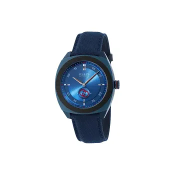 GUCCI Interlocking Wrist Watch Automatic Mechanical Movement Rubber Strap 41mm Blue Dial Men's Watches