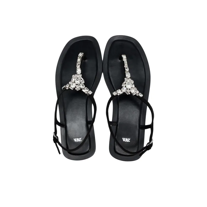 ZARA One Strap Sandals Women's Black-5